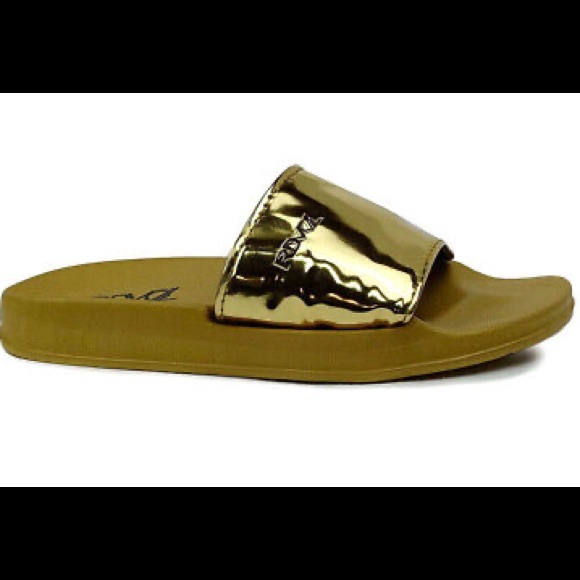 Women Metallic Slide Sandals NWT - Picture 1 of 3